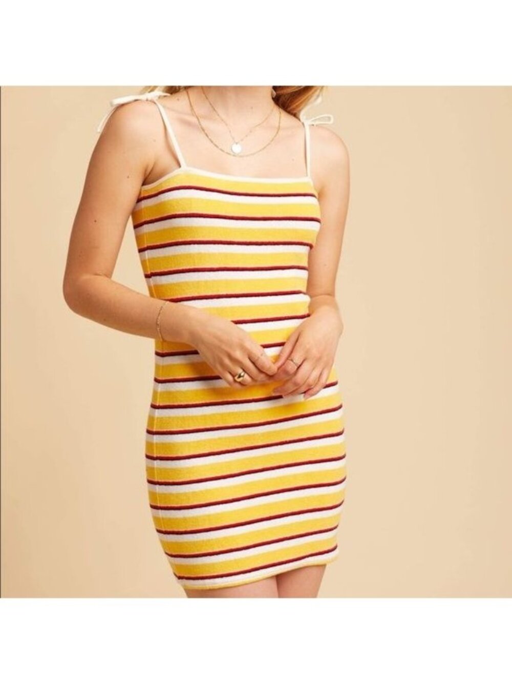 SOLID & STRIPED Striped Cotton Blend Terry Mini Dress